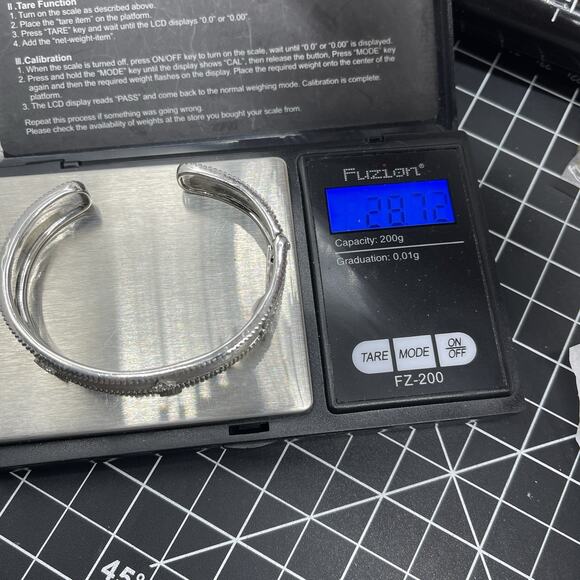 Jude Frances Sterling 925 Brushed Silver Narrow Cuff Bracelet White Topaz 6.5" - Picture 10 of 10